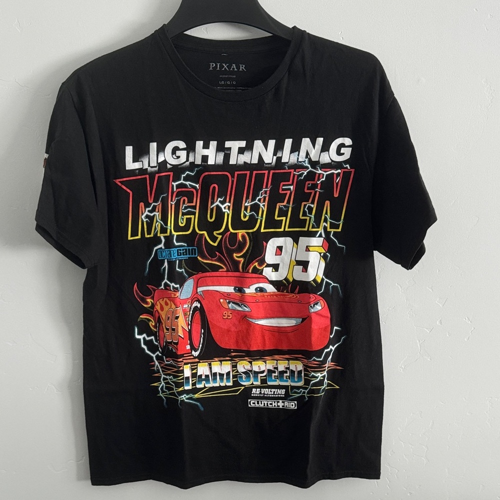Lightning McQueen Unisex Black Graphic Short Sleeve Tee 100% Cotton